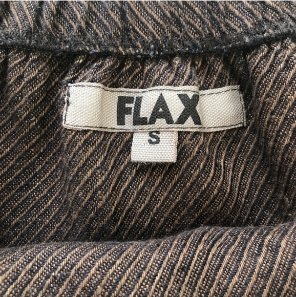 FLAX 100% Linen Vintage Pull On Midi Skirt with Modest Front Slit Brown Size S* - Picture 2 of 4